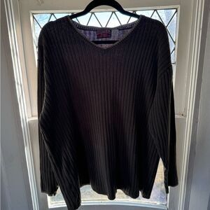 Vintage Green V-Neck Ribbed Sweater